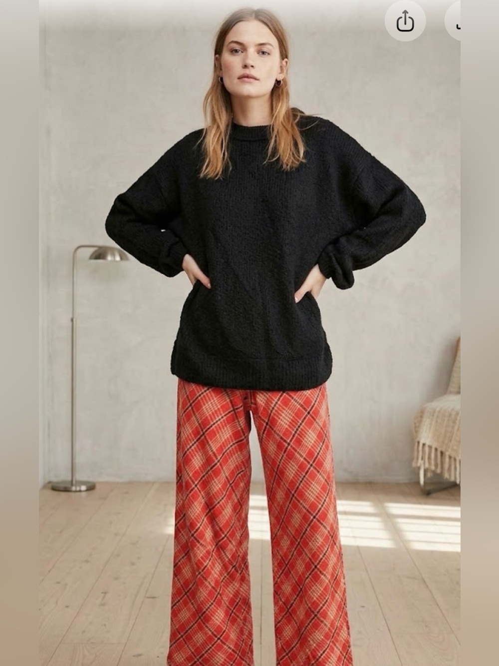 Free People Angelic Fuzzy Alpaca Knit Slouchy Oversized Sweater S Black